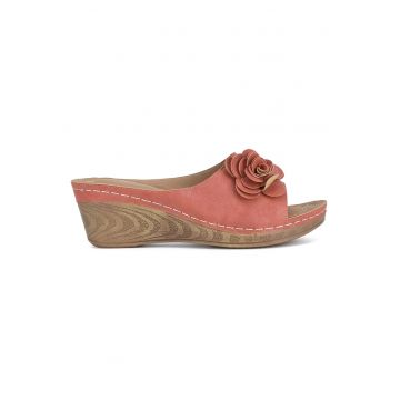 Pantofi dama -  material sintetic - roz - platforma -