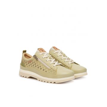 Pantofi dama -  piele naturala - bej - textil