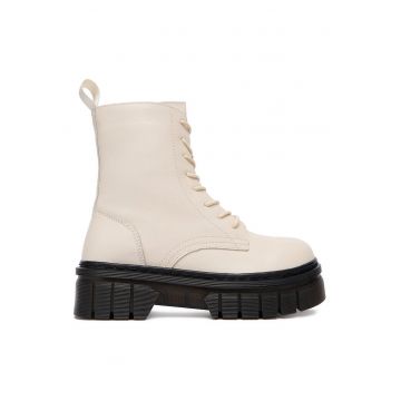 Pantofi dama -  piele naturala - fermoar - bej/negru