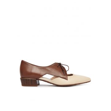 Pantofi dama -  piele naturala - maro/bej