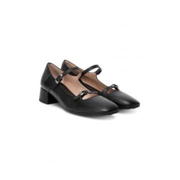 Pantofi dama -  piele naturala - negru - toc