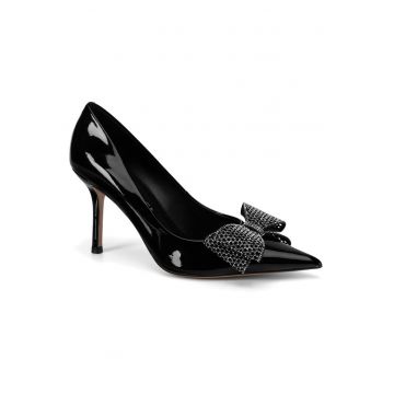 Pantofi dama -  piele naturala - stiletto - negru
