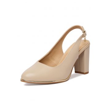 Pantofi dama -  piele naturala - toc clasic - bej