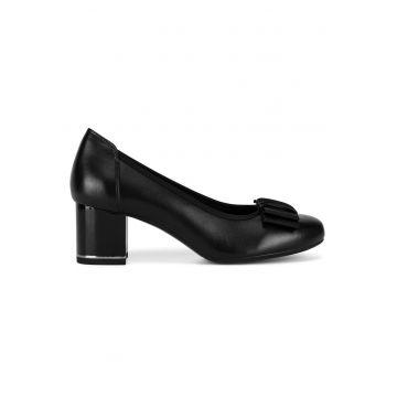 Pantofi dama -  piele naturala - toc clasic - negru