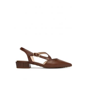 Pantofi dama -  piele naturala - toc mic - maro