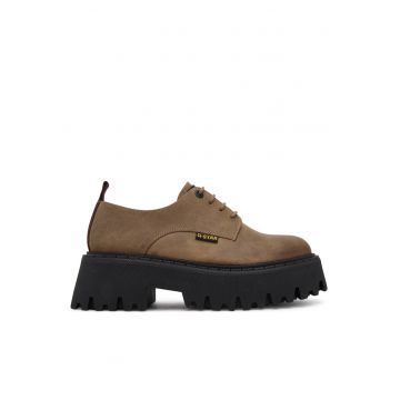 Pantofi dama Raw piele naturala - Bej inchis