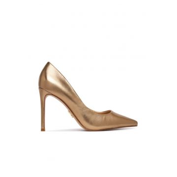 Pantofi dama -  stiletto - auriu - piele naturala