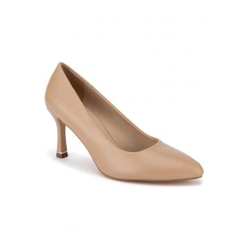 Pantofi dama -  stiletto - bej - piele ecologica