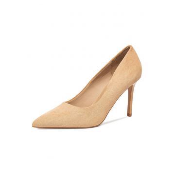Pantofi dama -  stiletto - elegant - bej - textil - Bej