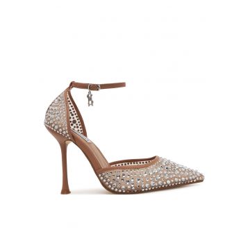 Pantofi dama -  stiletto - maro - sintetic/textil
