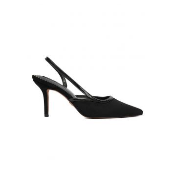 Pantofi dama -  stiletto - negri - tesatura