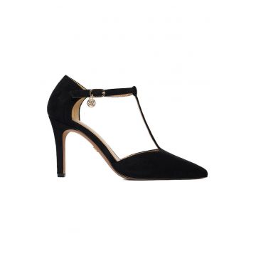 Pantofi dama -  stiletto - negru - tesatura