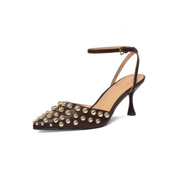 Pantofi dama -  stiletto - sintetic - maro