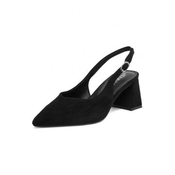 Pantofi dama -  textil - toc clasic - negru