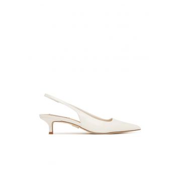 Pantofi dama -  toc stiletto - alb - piele ecologica