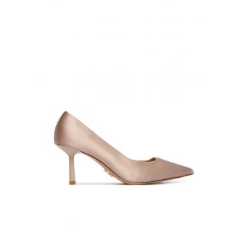 Pantofi dama -  tocuri inalte - bej - textil -