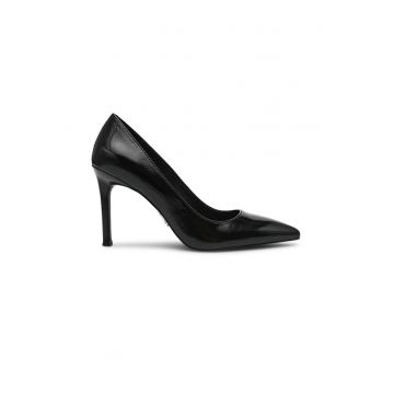 Pantofi de piele cu toc stiletto - Negru
