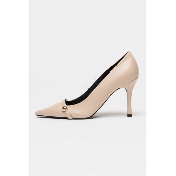 Pantofi de piele cu varf ascutit Sfera Decollete - Maro camel