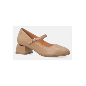 Pantofi de piele Mary Jane cu toc masiv