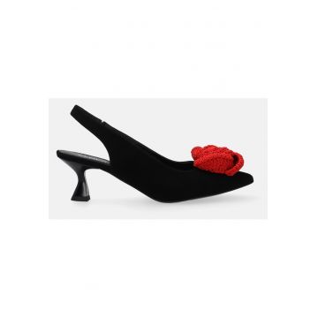 Pantofi din piele cu detaliu floare