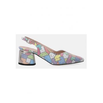 Pantofi din piele cu imprimeu geometric