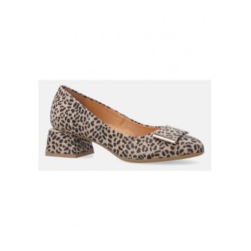 Pantofi din piele intoarsa cu imprimeu leopard