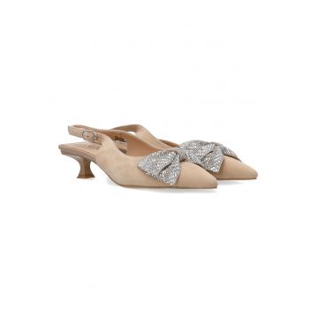 Pantofi din piele intoarsa cu toc kitten
