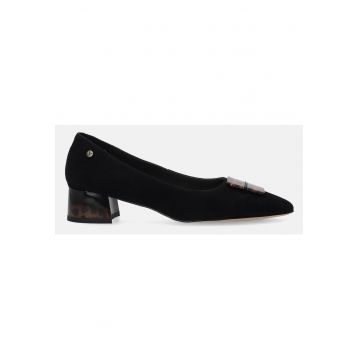 Pantofi din piele intoarsa cu toc mic