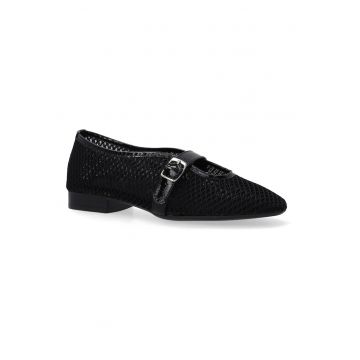 Pantofi Mary Jane din textil cu catarama