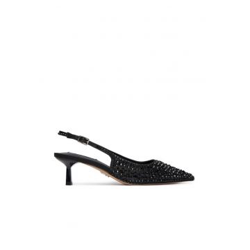 Pantofi pentru dama -  stiletto - negru - textil