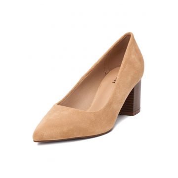 Pantofi pentru dama -  textil - bej - toc clasic
