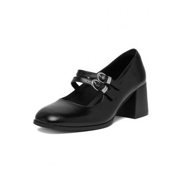 Pantofi pentru dama -  toc clasic - negru - sintetic