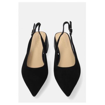 Pantofi sling-back cu varf ascutit din piele intoarsa