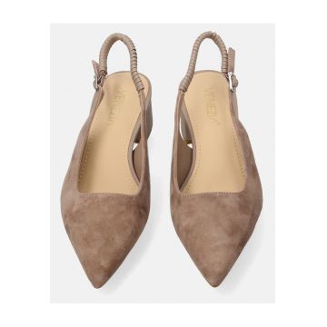 Pantofi sling-back din piele intoarsa cu toc masiv