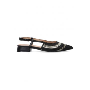 Pantofi slingback cu aspect impletit si varf ascutit