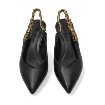 Pantofi slingback cu toc din piele naturala