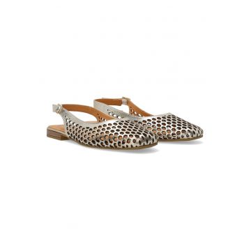 Pantofi slingback de piele cu perforatii