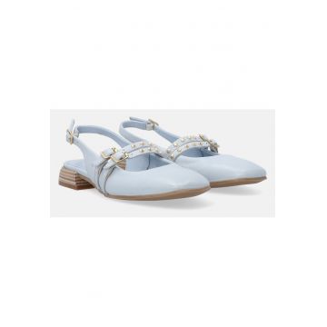 Pantofi slingback din piele cu catarama - Bleumarin