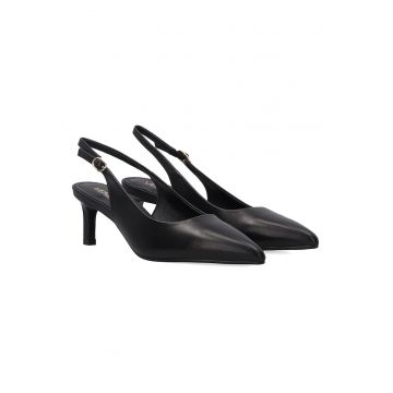 Pantofi slingback din piele cu catarama