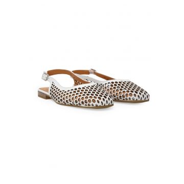 Pantofi slingback din piele naturala cu model ajurat