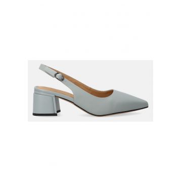 Pantofi slingback uni din piele cu varf ascutit