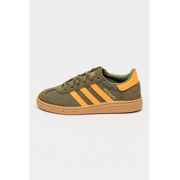 Pantofi Spezial din piele intoarsa cu insertii din plasa pentru handbal - Portocaliu mandarina/Caramel/Verde feriga