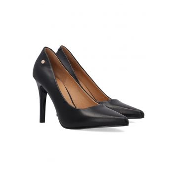 Pantofi stiletto uni din piele