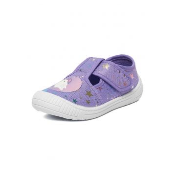 Papuci copii -  material textil - violet - sistem inchidere Velcro -
