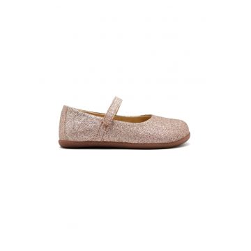 Balerini cu inchidere velcro si aspect stralucitor - Auriu rose