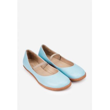 Balerini dama  bleu din piele naturala