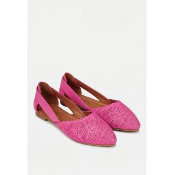 Balerini dama fuchsia din piele naturala
