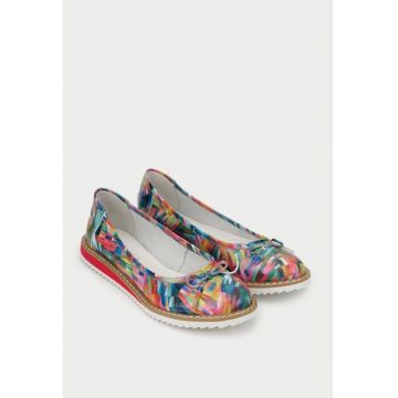 Balerini dama multicolori din piele - Multicolor