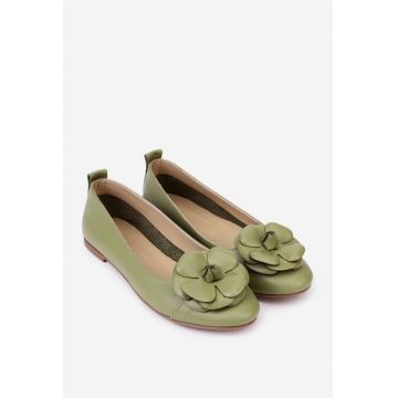 Balerini dama verzi cu ornament floare - Verde