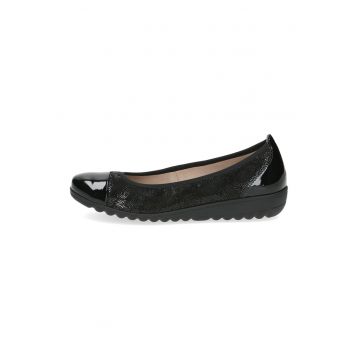 Balerini de piele lacuita cu model piele de reptila - Negru/Negru stins